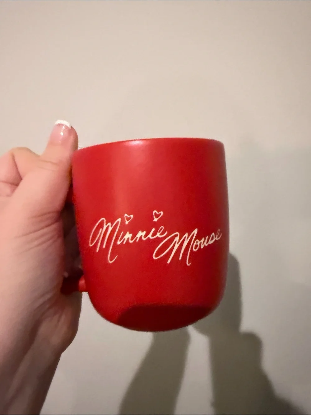 Disney Red Minnie Mouse Ceramic Mug with Cream Graphic Collectible